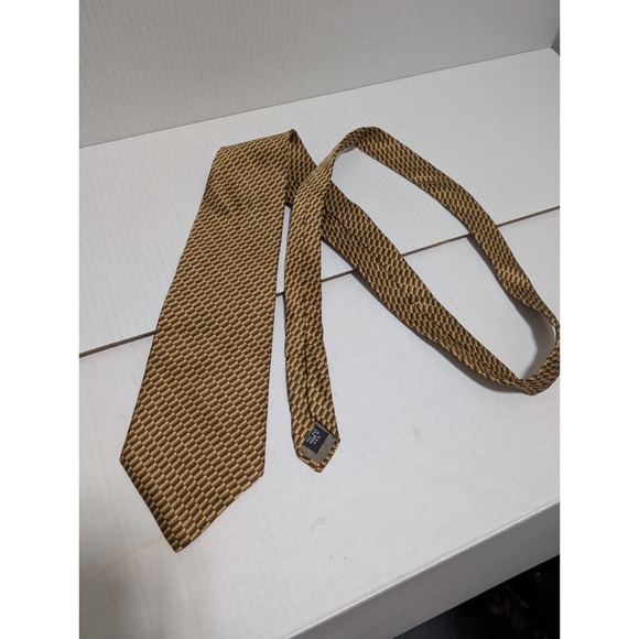 Perry Ellis Other - Perry Ellis Portfolio Tie 57" 100% Silk Brown Gold Made‎ In USA